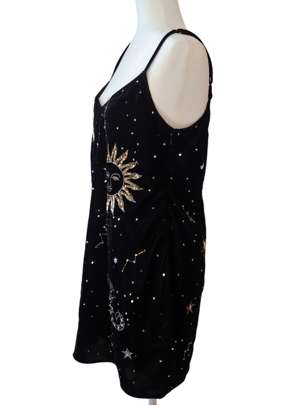 Nasty Gal Black Velvet Celestial Sequin Tank Mini Dress Women's size 10 NWT - Picture 14 of 16